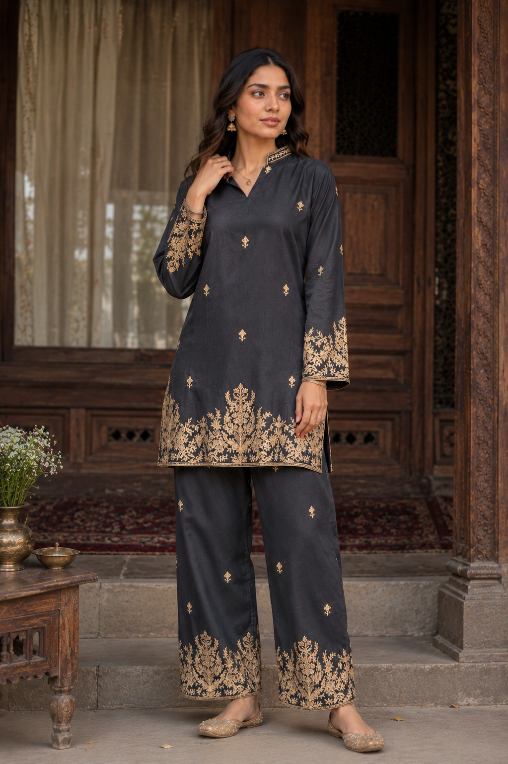 Embroidered Cotton Co-ord Set