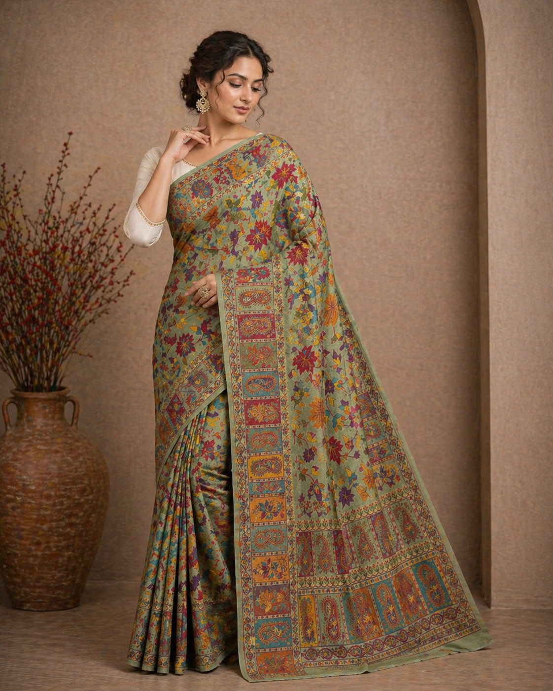 Kani work - Cotton Silk Saree