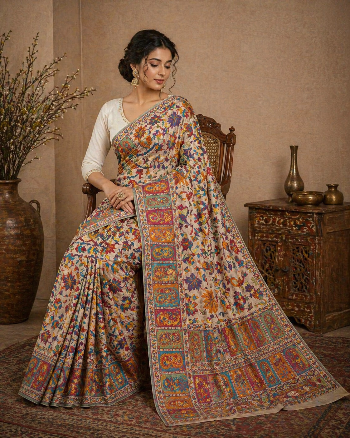 Kani work - Cotton Silk Saree